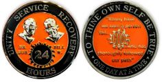 Orange Black and Chrome Bill and Bob SOS God Centered 24 Hour AA Coin
