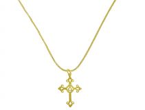 AA Cross Pendant Necklace set in 14k or Sterling Silver