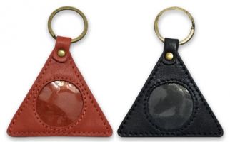 AA Circle-Triangle Black Leather Key Ring