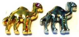 Gold or Nickel Plated Camel Pin with jeweled eye