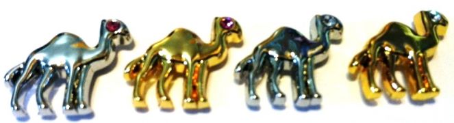 Gold or Nickel Plated Camel Pin with jeweled eye