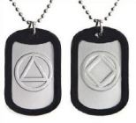 AA or NA Symbol Recovery Metal Dog Tags Necklace