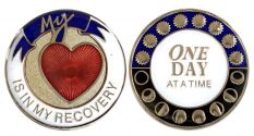 Tri-Plated My Heart is in my Recovery Medallion with 3D effect